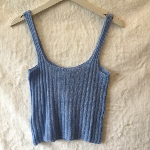 MNG Baby Blue Knitted Crop Tank Top - Picture 2 of 9